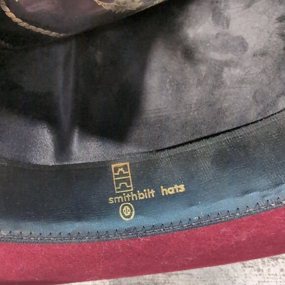 Smithbilt 3X Quality Burgundy Wool Felt Western Hat – Men’s 6 3/4 - Picture 9 of 9